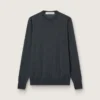 Pull à col rond pour homme en laine mélangée gris foncé