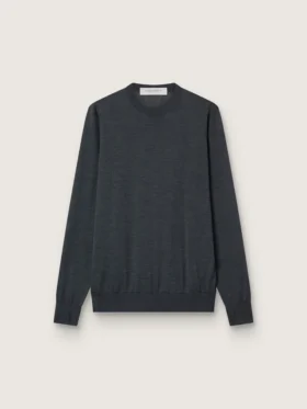 Pull à col rond pour homme en laine mélangée gris foncé