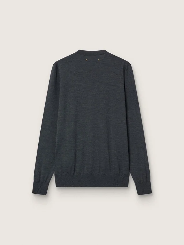 Pull à col rond pour homme en laine mélangée gris foncé