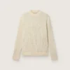 Pull à col rond pour homme en laine mérinos blanche entièrement recouvert de cristaux