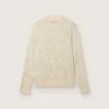 Pull à col rond pour homme en laine mérinos blanche entièrement recouvert de cristaux