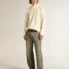 Pull à col rond pour homme en laine mérinos blanche entièrement recouvert de cristaux