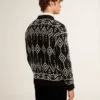 Pull à col rond pour homme en mélange de laine avec motif argyle jacquard