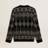 Pull à col rond pour homme en mélange de laine avec motif argyle jacquard