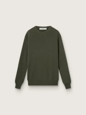 Pull à col rond pour homme, vert militaire, avec inscription « Golden » dans le dos