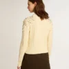 Pull court pour femme, effet « worn-white », orné de cristaux décoratifs
