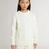 Pull en laine blanc pour filles avec perles