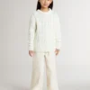 Pull en laine blanc pour filles avec perles