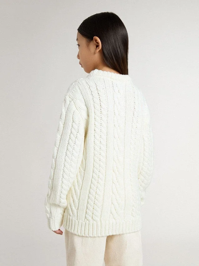 Pull en laine blanc pour filles avec perles