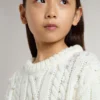 Pull en laine blanc pour filles avec perles