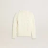 Pull en laine blanc pour filles avec perles