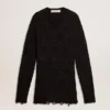 Pull en laine noir pour homme à effet vieilli