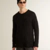 Pull en laine noir pour homme à effet vieilli