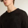 Pull en laine noir pour homme à effet vieilli