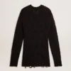 Pull en laine noir pour homme à effet vieilli