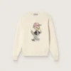 Pull « Golden Girls » en fil de coton blanc avec broderie de mascotte