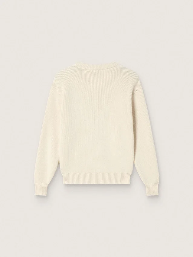 Pull « Golden Girls » en fil de coton blanc avec broderie de mascotte