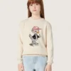 Pull « Golden Girls » en fil de coton blanc avec broderie de mascotte