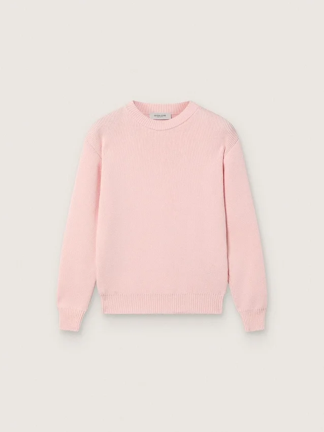 Pull Golden rose à côtes unisexe pour enfants avec logo Golden dans le dos
