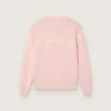 Pull Golden rose à côtes unisexe pour enfants avec logo Golden dans le dos