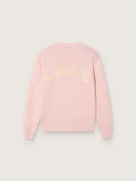 Pull Golden rose à côtes unisexe pour enfants avec logo Golden dans le dos