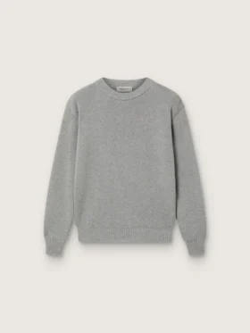 Pull Golden unisexe pour enfants, en maille côtelée gris chiné avec logo dans le dos