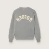 Pull Golden unisexe pour enfants, en maille côtelée gris chiné avec logo dans le dos