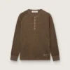Pull à manches longues pour homme en jersey de lin marron écaille de tortue