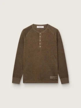 Pull à manches longues pour homme en jersey de lin marron écaille de tortue