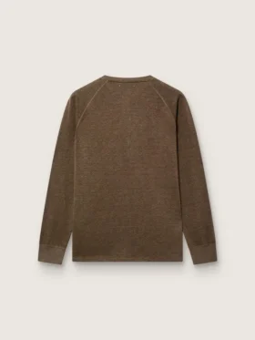 Pull à manches longues pour homme en jersey de lin marron écaille de tortue