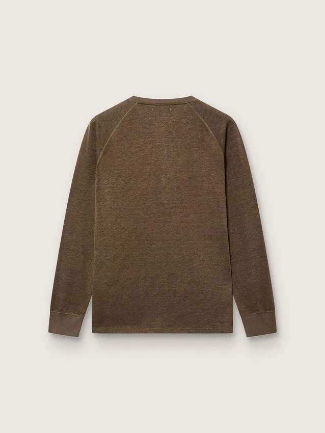 Pull à manches longues pour homme en jersey de lin marron écaille de tortue