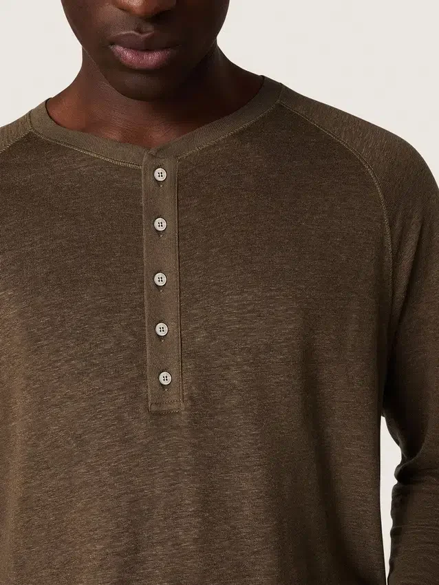 Pull à manches longues pour homme en jersey de lin marron écaille de tortue