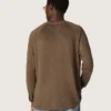Pull à manches longues pour homme en jersey de lin marron écaille de tortue