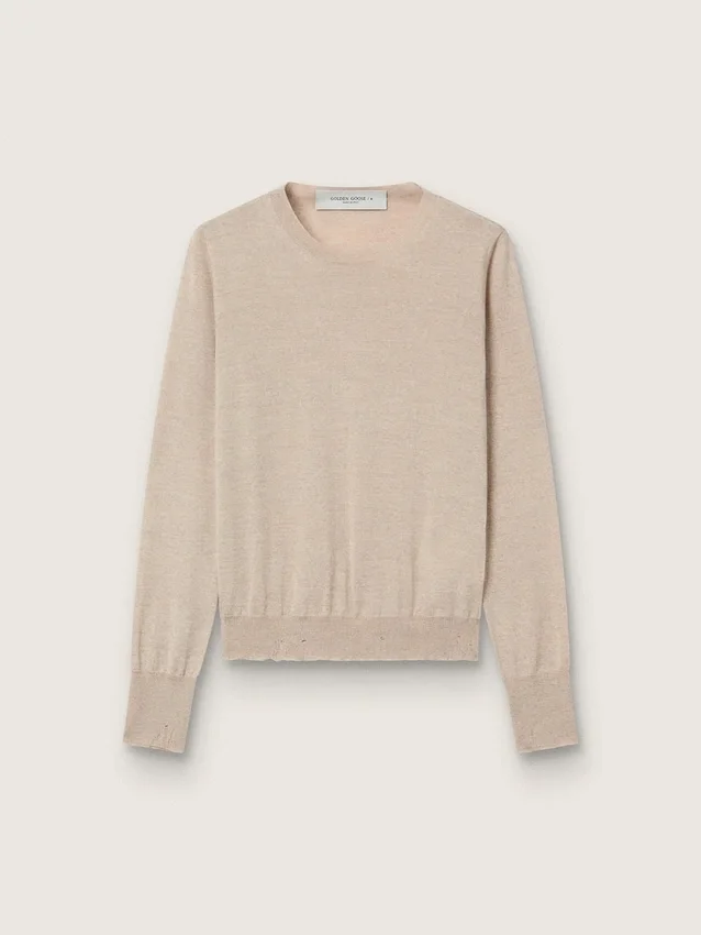 Pull pour femme en laine mérinos marron clair