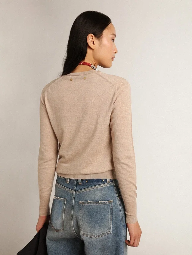 Pull pour femme en laine mérinos marron clair