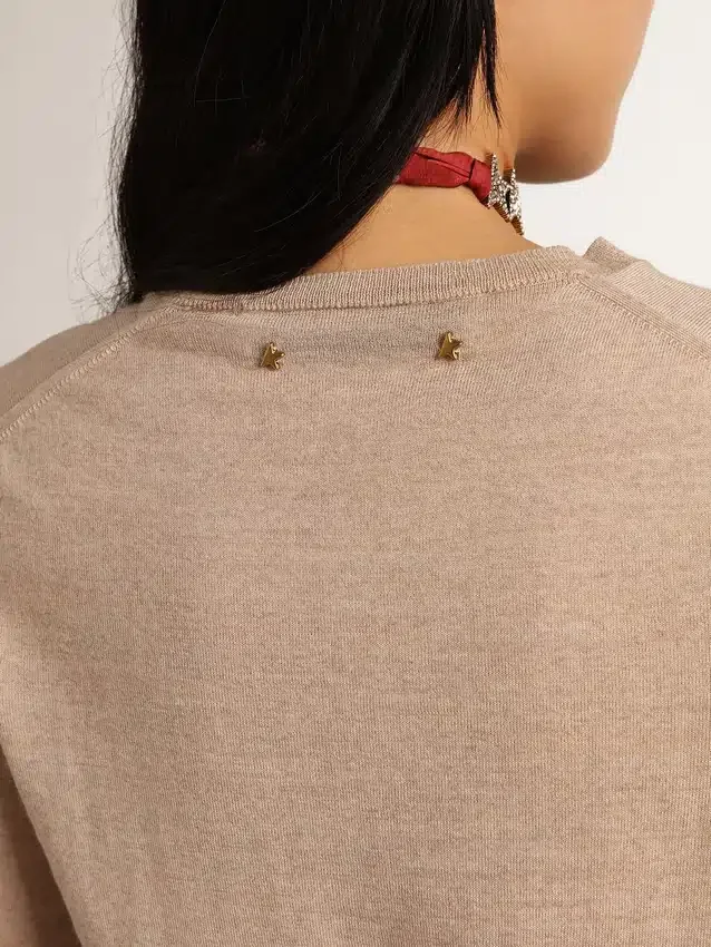 Pull pour femme en laine mérinos marron clair