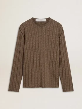 Pull pour homme couleur travertin avec inscription « Golden » en patch dans le dos
