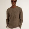 Pull pour homme couleur travertin avec inscription « Golden » en patch dans le dos