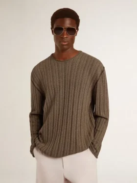 Pull pour homme couleur travertin avec inscription « Golden » en patch dans le dos