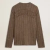 Pull pour homme couleur travertin avec inscription « Golden » en patch dans le dos