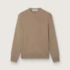 Pull pour homme en coton bio taupe clair avec logo brodé