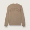 Pull pour homme en coton bio taupe clair avec logo brodé
