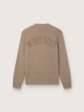 Pull pour homme en coton bio taupe clair avec logo brodé