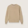 Pull unisexe à côtes beige doré pour enfants avec logo dans le dos