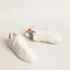 Purestar pour femme avec étoile en cuir blanc et languette de talon orange