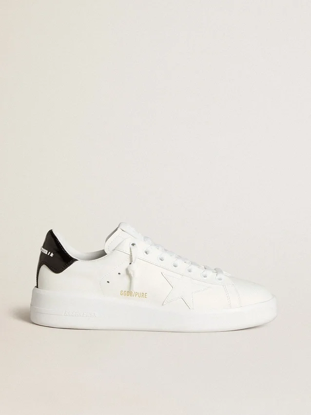 Purestar pour femme avec étoile en cuir et languette de talon en cuir verni noir