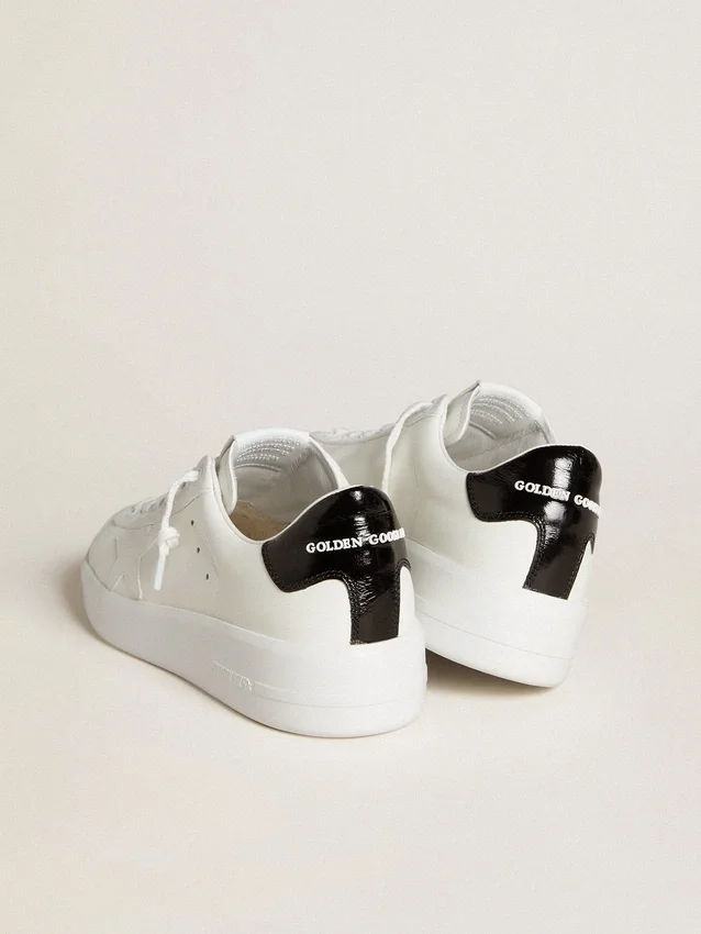 Purestar pour femme avec étoile en cuir et languette de talon en cuir verni noir