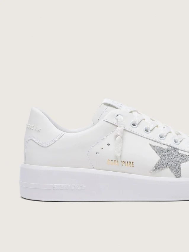 Purestar pour femme en cuir blanc avec étoile en cristal Swarovski argenté