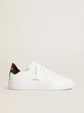 Purestar pour homme avec étoile en cuir blanc et languette de talon en cuir bordeaux imprimé croco