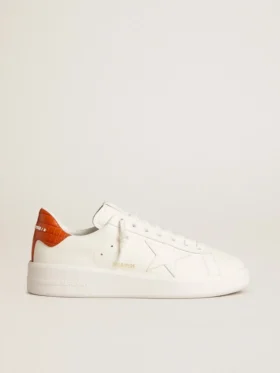 Purestar pour homme avec étoile en cuir blanc et languette de talon orange